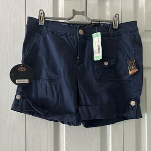 One5One Luella Mid Rise Coin Pocket Roll Shorts sz 6 Navy NWT